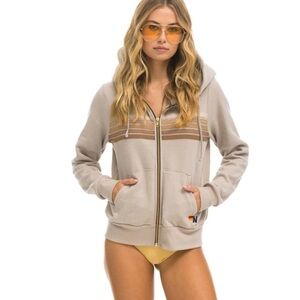 Aviator Nation Sand // Tan Hoodie with  Stripes